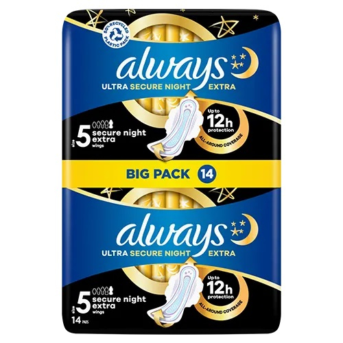 Always Ultra Secure Night Extra, 14 Pads