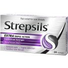Strepsils lozenges extra triple action blackcurrant 2.4mg7 24 pack