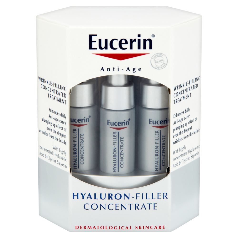 Гиалурон концентрат. Eucerin Hyaluron-Filler Concentrate концентрат для лица, 5 мл , 6 шт.. Кейзи филлер концентрат.