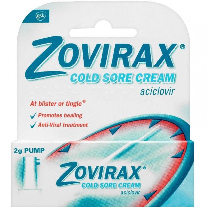 Zovirax Cold Sore Relief Treatment Cream Pump 5% - 2g Pump