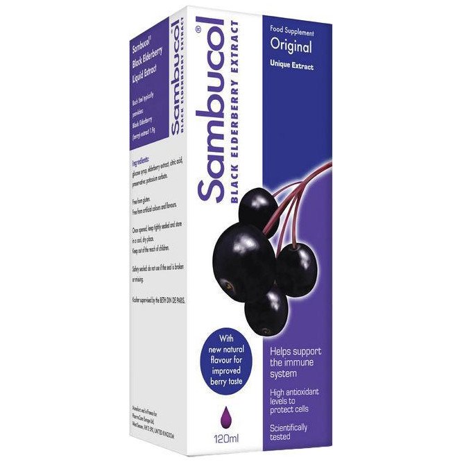 Sambucol black elderberry extract liquid original flavour free 120ml