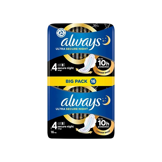 ALWAYS ULTRA sanitary towels secure night with wings Size 4 16