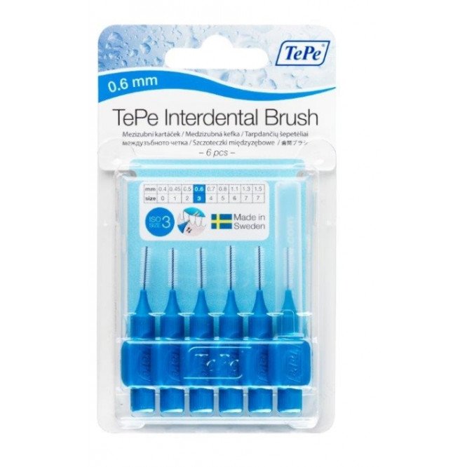 Tepe interdental brushes blue 0.6mm 6 pack