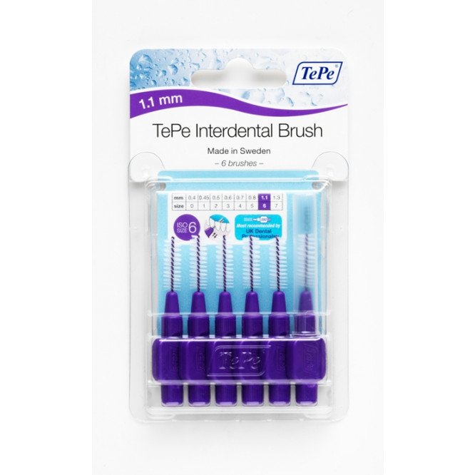 Tepe interdental brushes Purple 1.1mm 6 pack