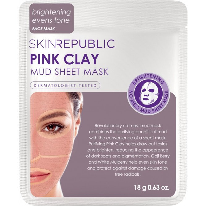 SKIN REPUBLIC Pink Clay Mud Sheet Face Mask 18 g