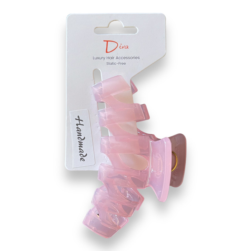 Diva Handmade Zig-Zag Claw Clip 9cm Blush Pink
