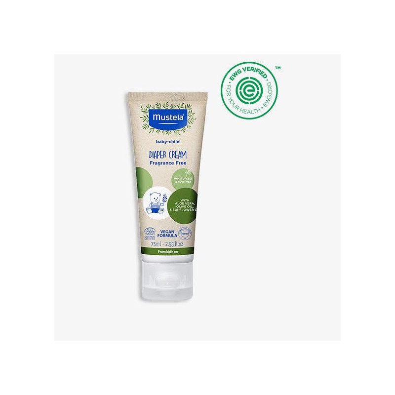 Mustela Organic Diaper Rash Cream with Olive Oil and Aloe 75ML 