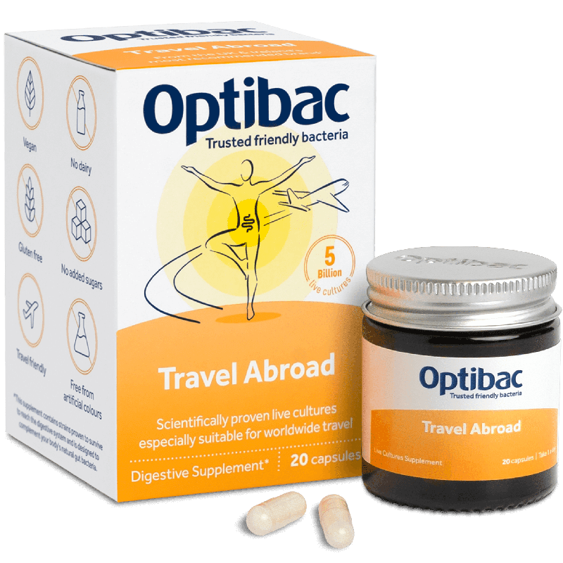 Optibac probiotic food supplements travelling abroad capsules 20 pack