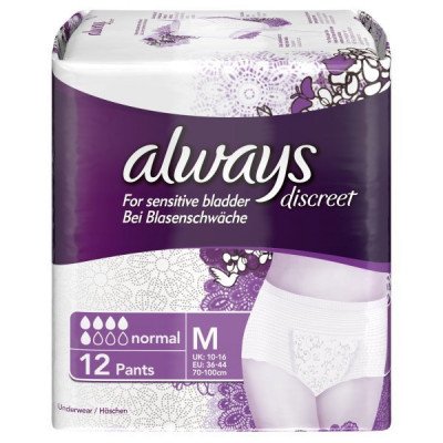 Always incontinence range Discreet pants medium 12 pack