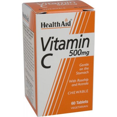 Healthaid vitamin C supplements vit C chewable tablets 500mg 60 pack