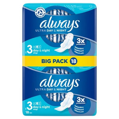 ALWAYS ULTRA sanitary towels day & night with wing size 3 18