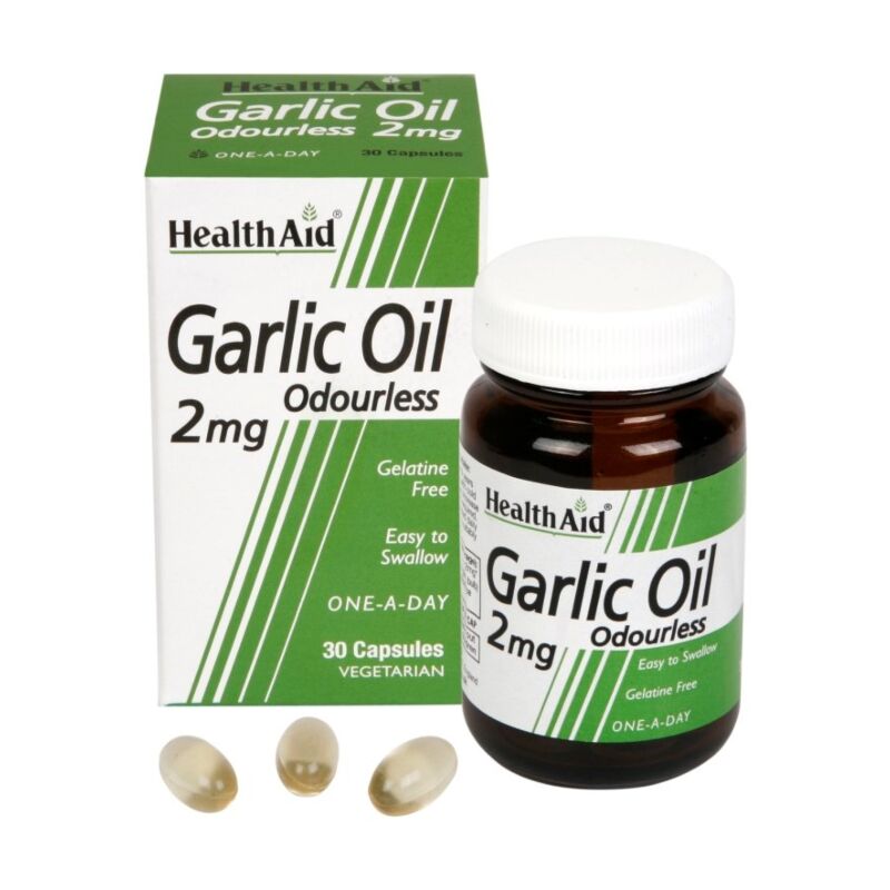 Healthaid garlic supplements odourless garlic oil capsules 2mg 30 pack