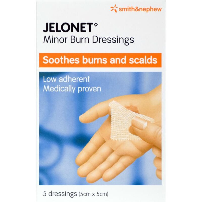 Jelonet paraffin gauze dressing consumer/OTC pack 5cm x 5cm 5 pack