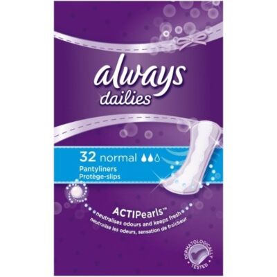 Always Daily Fresh Normal Panty Liners, Odour Lock, 32