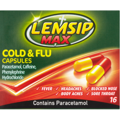 Lemsip max max cold & flu capsules 16 pack