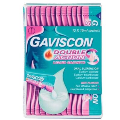 Gaviscon double action liquid sachets mint 10ml 12 pack
