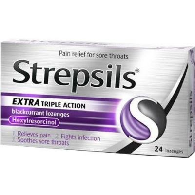 Strepsils lozenges extra triple action blackcurrant 2.4mg7 24 pack