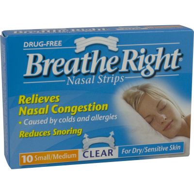 Breathe right nasal strips clear small/medium 10 pack