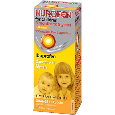 Nurofen for children oral suspension 3 months to 9 years orange 100mg/5ml 100ml