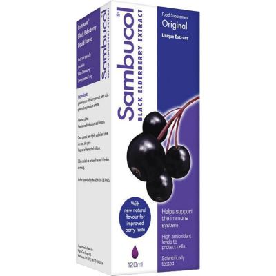 Sambucol black elderberry extract liquid original flavour free 120ml