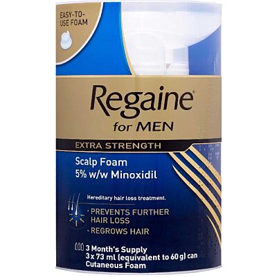 Regaine topical scalp foam 5% extra strength for men 5% 73ml 3 pack