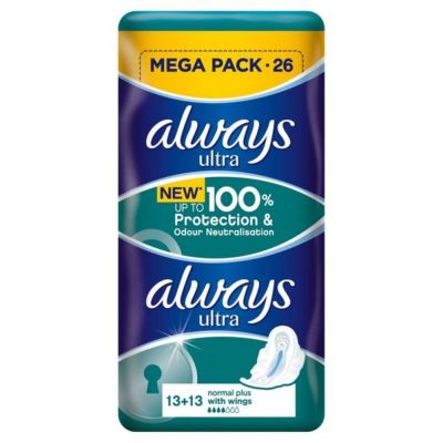 Always ultra sanitary towels normal plus duo 26 pack