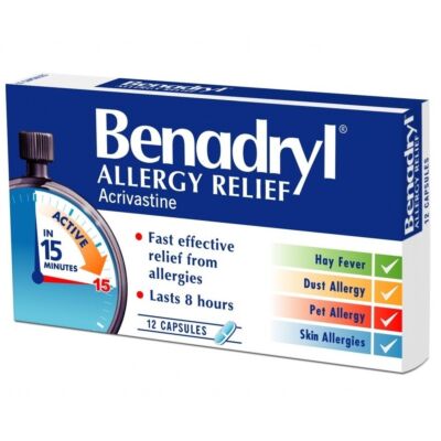 Benadryl capsules allergy relief 8mg 12 pack