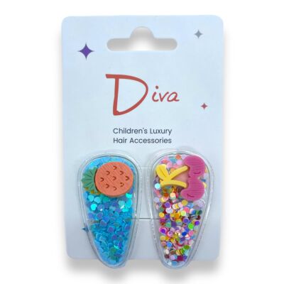 Diva Children's Filled Shaker Snap Clips 5cm x2 Banana