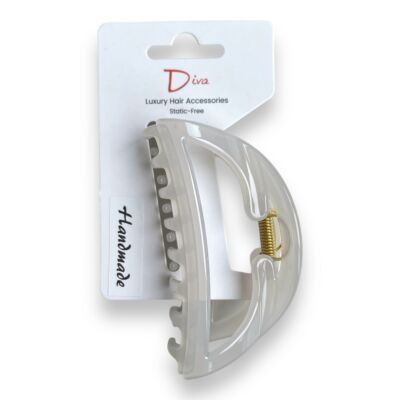 Diva Handmade Half-Moon Claw 9cm Pearl White