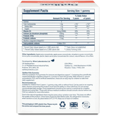 OPTIBAC probiotic food supplements kids gummies  30
