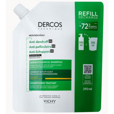 Dercos anti dandruff DS shampoo itchy and dry hair refill 390ml 