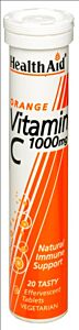 Healthaid vitamin C supplements effervescent tablets orange 1000iu 20 pack