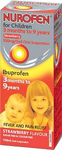Nurofen for children suspension with syringe sugar-free strawberry 100mg/5ml 100ml